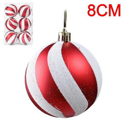 6PCS Božićne kuglice Crveno Zeleno Bijelo Božićni ukrasi za drvce Lopta Nova godina Navidad Viseći privjesak Blagdanski ukrasi za kućne zabave