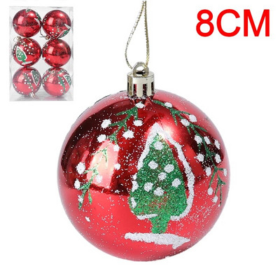 6PCS Božićne kuglice Crveno Zeleno Bijelo Božićni ukrasi za drvce Lopta Nova godina Navidad Viseći privjesak Blagdanski ukrasi za kućne zabave