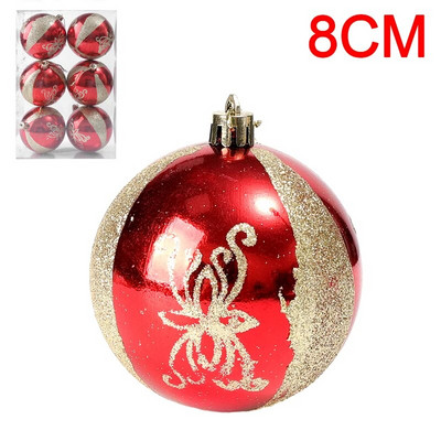 6PCS Božićne kuglice Crveno Zeleno Bijelo Božićni ukrasi za drvce Lopta Nova godina Navidad Viseći privjesak Blagdanski ukrasi za kućne zabave