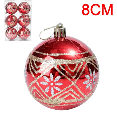 6PCS Božićne kuglice Crveno Zeleno Bijelo Božićni ukrasi za drvce Lopta Nova godina Navidad Viseći privjesak Blagdanski ukrasi za kućne zabave