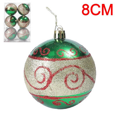 6PCS Božićne kuglice Crveno Zeleno Bijelo Božićni ukrasi za drvce Lopta Nova godina Navidad Viseći privjesak Blagdanski ukrasi za kućne zabave