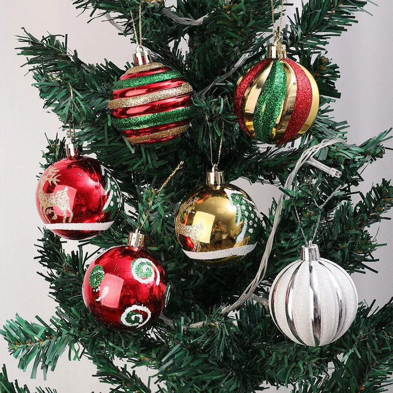 6PCS Božićne kuglice Crveno Zeleno Bijelo Božićni ukrasi za drvce Lopta Nova godina Navidad Viseći privjesak Blagdanski ukrasi za kućne zabave