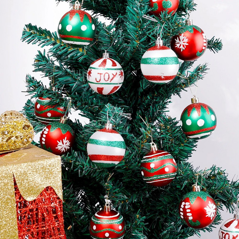 6PCS Božićne kuglice Crveno Zeleno Bijelo Božićni ukrasi za drvce Lopta Nova godina Navidad Viseći privjesak Blagdanski ukrasi za kućne zabave