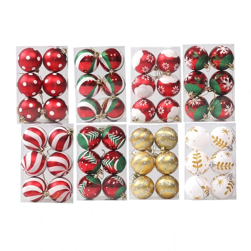 6PCS Božićne kuglice Crveno Zeleno Bijelo Božićni ukrasi za drvce Lopta Nova godina Navidad Viseći privjesak Blagdanski ukrasi za kućne zabave