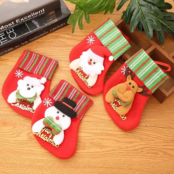 1 бр. Коледни чорапи Подаръчни чорапи Дядо Коледа Плат Коледен чорап Декорация Снежен човек Дядо Коледа Елк Мечка Печат Коледен подарък