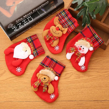 1 бр. Коледни чорапи Подаръчни чорапи Дядо Коледа Плат Коледен чорап Декорация Снежен човек Дядо Коледа Елк Мечка Печат Коледен подарък