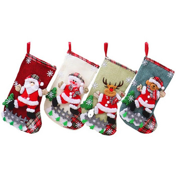 1τμχ Χριστουγεννιάτικες κάλτσες δώρο Κάλτσες Santa Elk Ύφασμα Χριστουγεννιάτικο κάλτσο Διακόσμηση Χιονάνθρωπος Άγιος Βασίλης Elk Bear Print Χριστουγεννιάτικο δώρο