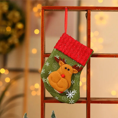 1gb Ziemassvētku zeķes dāvanu zeķes Ziemassvētku vecīša aļņa audums Ziemassvētku zeķu rotājums Sniegavīrs Santa Klauss Aļņa lācis Apdruka Ziemassvētku dāvana