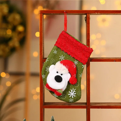 1gb Ziemassvētku zeķes dāvanu zeķes Ziemassvētku vecīša aļņa audums Ziemassvētku zeķu rotājums Sniegavīrs Santa Klauss Aļņa lācis Apdruka Ziemassvētku dāvana