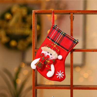 1gb Ziemassvētku zeķes dāvanu zeķes Ziemassvētku vecīša aļņa audums Ziemassvētku zeķu rotājums Sniegavīrs Santa Klauss Aļņa lācis Apdruka Ziemassvētku dāvana