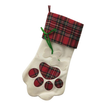 Весела Коледа Котешки чорапи Плюшено дърво Висящ подарък Бонбони Големи чорапи Декорация