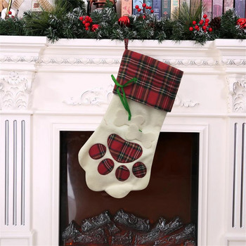 Весела Коледа Котешки чорапи Плюшено дърво Висящ подарък Бонбони Големи чорапи Декорация