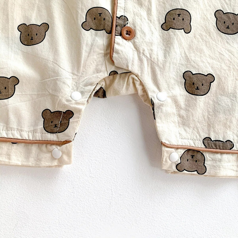 Ljetne dječje štrample kratkih rukava, korejska odjeća za dječake, jednodijelni pamučni kombinezon za novorođenče s printom medvjedića, jednodijelni