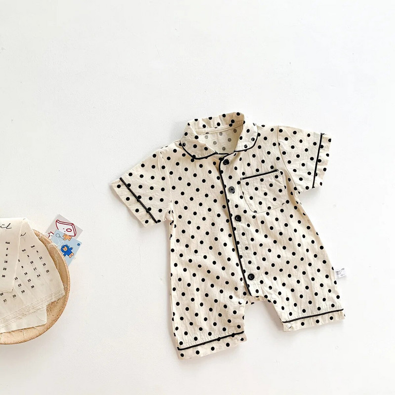 Ljetne dječje štrample kratkih rukava, korejska odjeća za dječake, jednodijelni pamučni kombinezon za novorođenče s printom medvjedića, jednodijelni