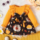 Listenwind 0-2Y Haljina dugih rukava za djevojčice za novorođenče Turska mini haljina s printom za novorođenčad Jesenska haljina princeze s okruglim izrezom A kroja