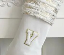 Božićne čarape Bijeli žigovi Zlatna pahuljica Slova Božićni ukrasi Božićno drvce Ukrasi Poklon čarape