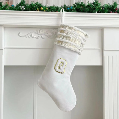 Božićne čarape Bijeli žigovi Zlatna pahuljica Slova Božićni ukrasi Božićno drvce Ukrasi Poklon čarape