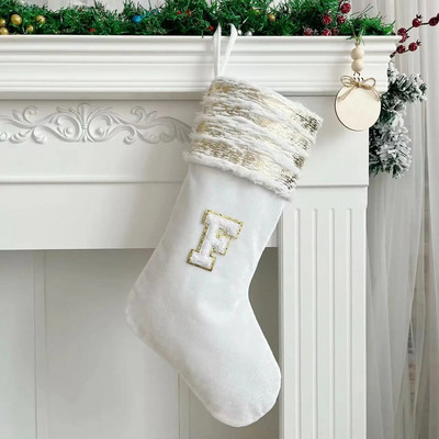 Božićne čarape Bijeli žigovi Zlatna pahuljica Slova Božićni ukrasi Božićno drvce Ukrasi Poklon čarape