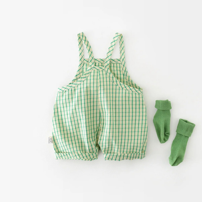 Ljetni kombinezon za bebe 2023., Dječaci, pamuk, prugasti kombinezon s printom medvjeda, bez rukava, karirane štrample za novorođenčad.