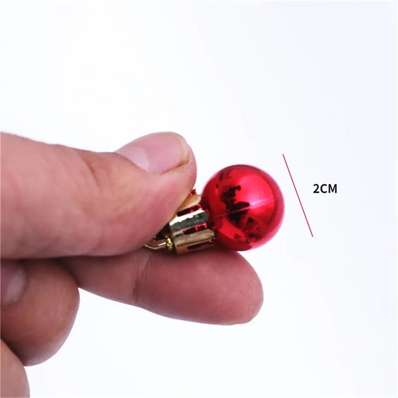 24 kom/kutija Mini božićne plastične kuglice od 2 cm, privjesak, božićni party, viseći ukras, božićno drvce, novogodišnji ukrasi za vjenčanje