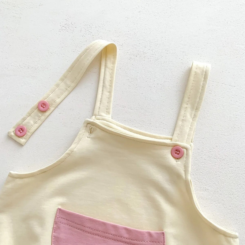 Ljetni bodi bez rukava za djevojčice s džepovima Kompleti kombinezona za malu djecu i dječake, jednobojni kombinezon sa šeširićem Odjeća za novorođenčad