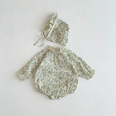 Jednodijelni bodi dugih rukava sa šeširom za proljeće 2023., preslatka korejska odjeća za novorođenčad, kombinezon princeze za malu djecu