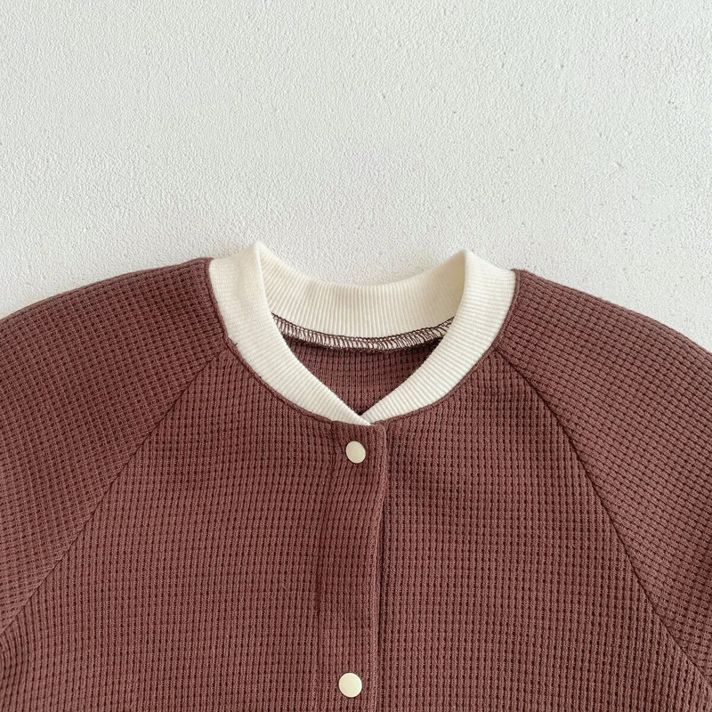 Ljetna odjeća za bebe Bodi od vafla kratkih rukava Jednodijelni kombinezon za dječake Jednobojni korejski kombinezon s jednim kopčanjem za djevojčice