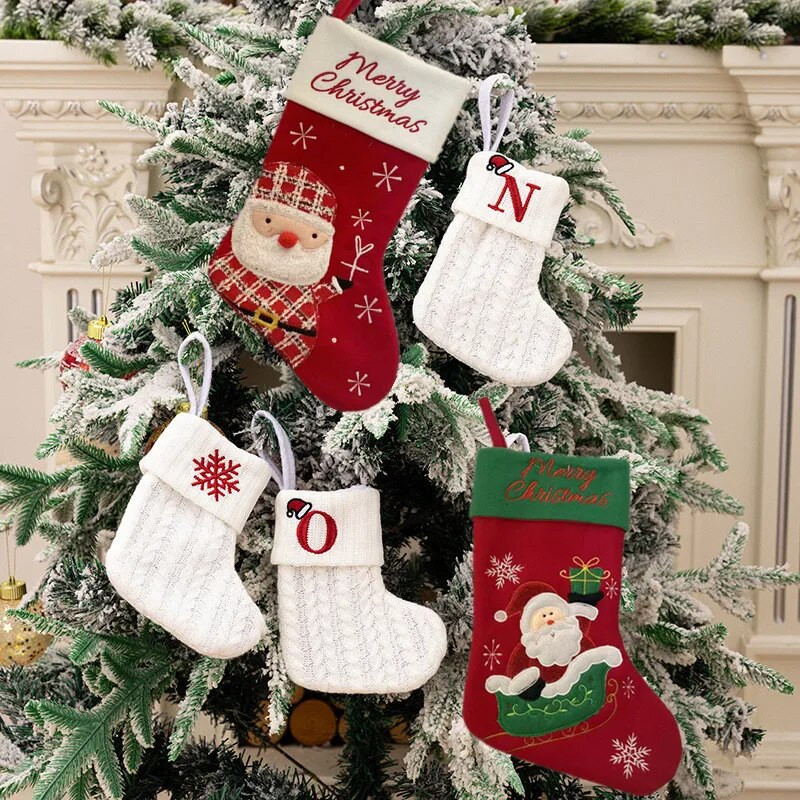 Ciorapi de Crăciun Om de zăpadă Ciorapi de Crăciun de Moș Crăciun de agățat pentru a agăța șemineu, decorațiuni pentru copaci, pentru copii, ornamente de vacanță de familie