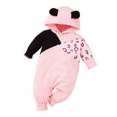 Hlače za novorođenčad Bbay za djevojčice Odjeća za dojenčad Odjeća za djevojčice Odjeća dugih rukava Leopard patchwork Jednodijelni kombinezon s kapuljačom