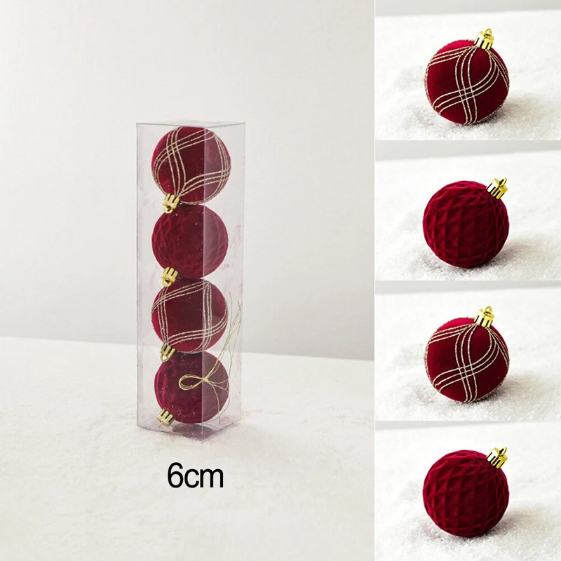 4 kom crvene kuglice s ukrasima za božićno drvce za uređenje doma, novogodišnji dar, božićne kuglice Noel Navidad 2024 6/8 cm