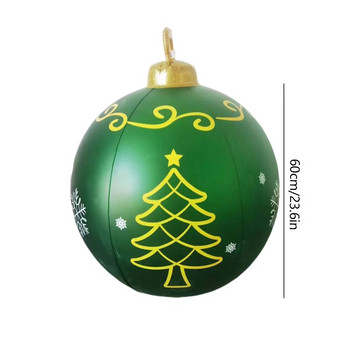 60cm Εξωτερική Χριστουγεννιάτικη Φουσκωτή Διακοσμημένη Μπάλα PVC Γιγαντιαίες Μεγάλες Μπάλες Χριστουγεννιάτικες Διακοσμήσεις Δέντρου Μπάλα παιχνιδιών χωρίς φως