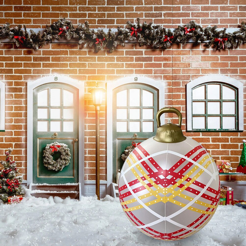 60 cm āra Ziemassvētku piepūšamā dekorēta bumba PVC milzu lielas lielas bumbiņas Ziemassvētku eglīšu rotājumi rotaļlietu bumba bez gaismas