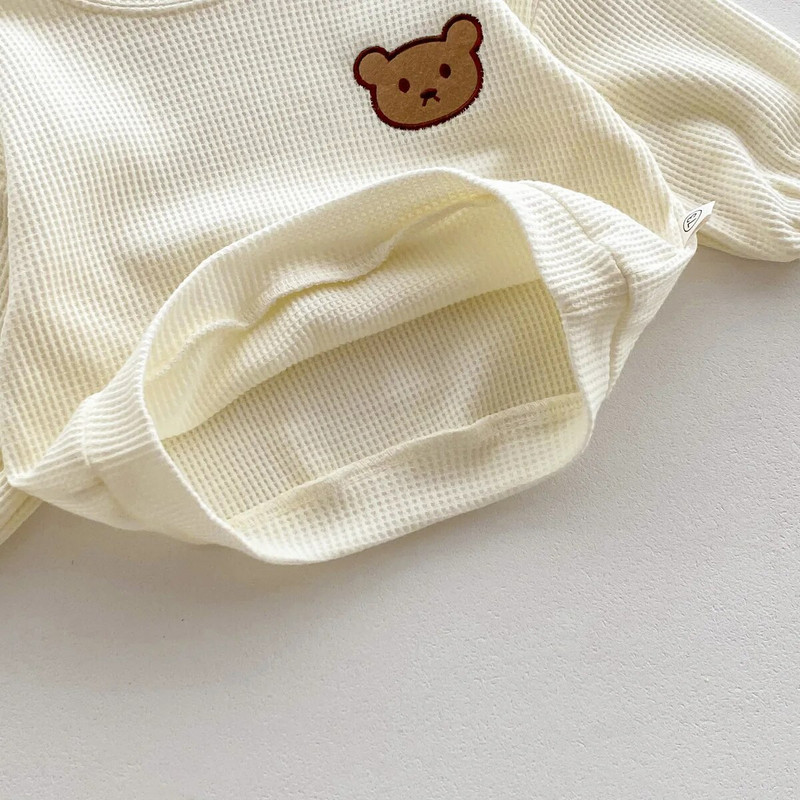 Novo jesensko odijelo od vafla za dječake, djevojčice, 2023., korejski bebi medo, majice s vezom, majice dugih rukava + hlače, 2 komada ležerne odjeće za malu djecu