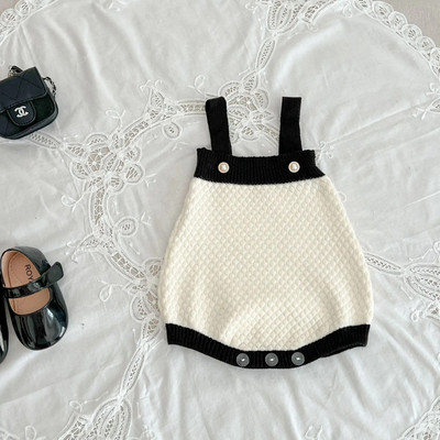 Jesenska odjeća za djevojčice 2023. Pamučni pleteni kardigan kaput Bodi s tregerima za dojenčad Majica s kragnom za lutke 3 kom odijelo za djevojčice