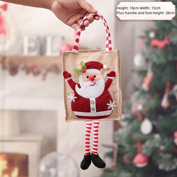 Коледни креативни торбички за подаръци с крака на червени бели ивици Дядо Коледа Снежен човек Елк Ябълкови чанти Весела Коледа Детски чанти с бонбони