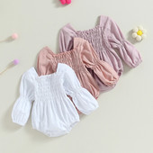 Pudcoco dojenčad, novorođenčad, jesenska kombinezona za djevojčice, dugih puf rukava, jednobojni kombinezon za novorođenčad, 0-18M