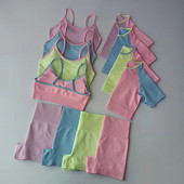 Nyári női rövidnadrág szettek Jóga öltöny Crop felsők Sportmelltartó Jóga rövidnadrág Sportruházat Női fitnesz öltöny Edzőterem Ruházat Sport szett 2021