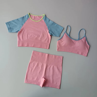Nyári női rövidnadrág szettek Jóga öltöny Crop felsők Sportmelltartó Jóga rövidnadrág Sportruházat Női fitnesz öltöny Edzőterem Ruházat Sport szett 2021