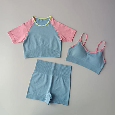 Nyári női rövidnadrág szettek Jóga öltöny Crop felsők Sportmelltartó Jóga rövidnadrág Sportruházat Női fitnesz öltöny Edzőterem Ruházat Sport szett 2021