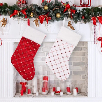 Коледна украса Големи коледни чорапи от висок клас Подаръчни торбички с червени пайети Детски подаръчни чорапи