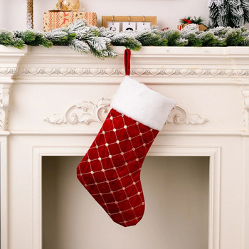 Коледна украса Големи коледни чорапи от висок клас Подаръчни торбички с червени пайети Детски подаръчни чорапи