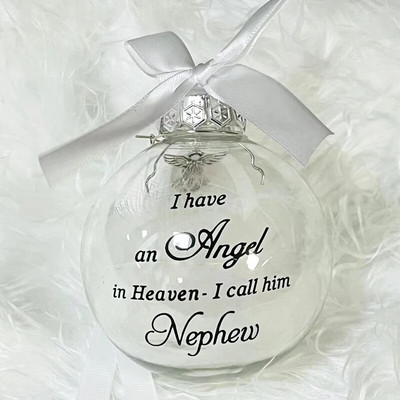 Privjesak za božićno drvce za Novu godinu 2024. “Imam anđela na nebu, zovem ga tata” Božićni ukras s kuglicom Božićni DIY ukrasi za dom