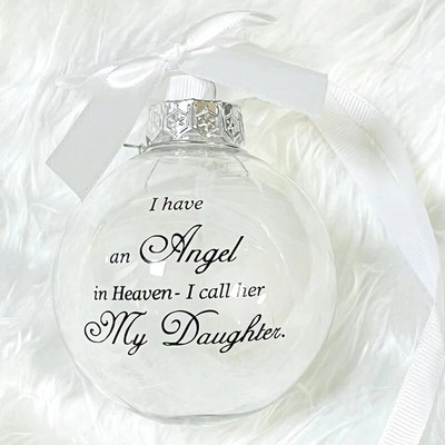 Privjesak za božićno drvce za Novu godinu 2024. “Imam anđela na nebu, zovem ga tata” Božićni ukras s kuglicom Božićni DIY ukrasi za dom