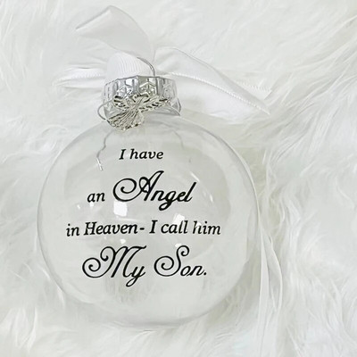 Privjesak za božićno drvce za Novu godinu 2024. “Imam anđela na nebu, zovem ga tata” Božićni ukras s kuglicom Božićni DIY ukrasi za dom