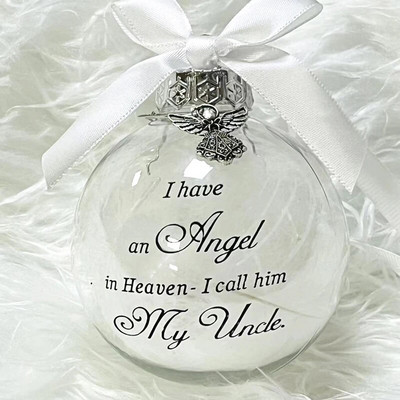 Privjesak za božićno drvce za Novu godinu 2024. “Imam anđela na nebu, zovem ga tata” Božićni ukras s kuglicom Božićni DIY ukrasi za dom