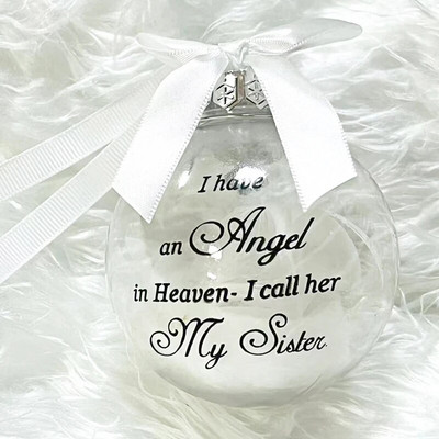 Privjesak za božićno drvce za Novu godinu 2024. “Imam anđela na nebu, zovem ga tata” Božićni ukras s kuglicom Božićni DIY ukrasi za dom