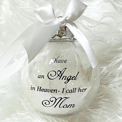 Privjesak za božićno drvce za Novu godinu 2024. “Imam anđela na nebu, zovem ga tata” Božićni ukras s kuglicom Božićni DIY ukrasi za dom