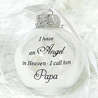 Privjesak za božićno drvce za Novu godinu 2024. “Imam anđela na nebu, zovem ga tata” Božićni ukras s kuglicom Božićni DIY ukrasi za dom