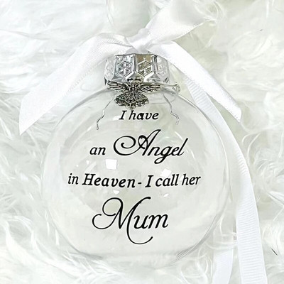 Privjesak za božićno drvce za Novu godinu 2024. “Imam anđela na nebu, zovem ga tata” Božićni ukras s kuglicom Božićni DIY ukrasi za dom