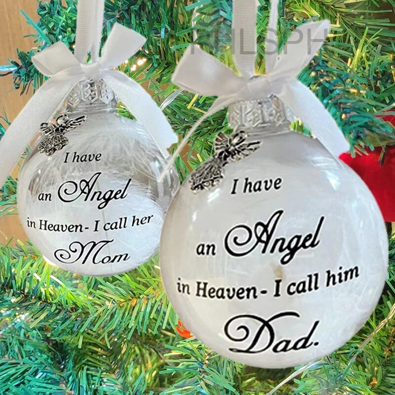 Privjesak za božićno drvce za Novu godinu 2024. “Imam anđela na nebu, zovem ga tata” Božićni ukras s kuglicom Božićni DIY ukrasi za dom
